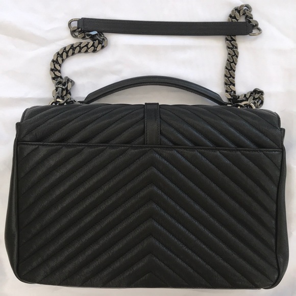 YSL HANDBAG MANG COLLEGE L W/ PONCHO NERO - Picture 2 of 8
